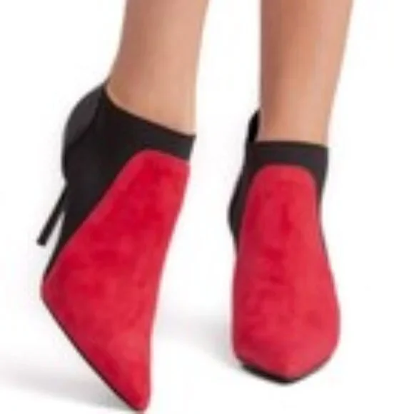 new Beautiisoles by Robyn Shreiber Made in Italy  Abby Red Sued heels 7M4 - Picture 2 of 6